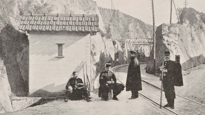 Caseta de control del ferrocarril del cuerpo  de carabineros (Colección 'El Ejército Español', 1890)