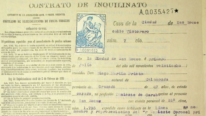 Contrato de inquilinato de la casa-cuartel de Carabineros en San Roque (1928).