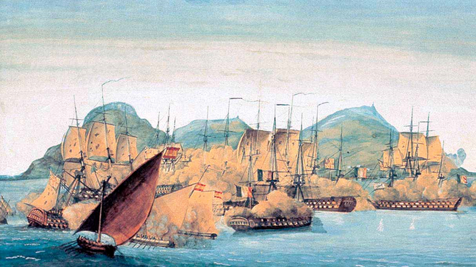 La batalla naval de Algeciras , en 1801.