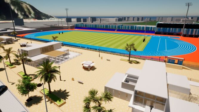 Imagen de la maqueta del nuevo complejo polideportivo municipal de la Ciudad Deportiva.