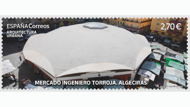El sello dedicado al Mercado Ingeniero Torroja de Algeciras.