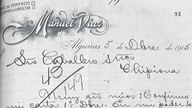 Carta comercial Manuel Vias (1915).