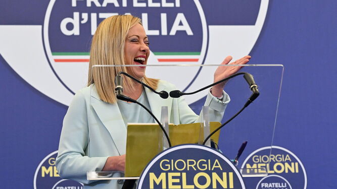 Giorgia Meloni, al conocer su victoria en las elecciones.