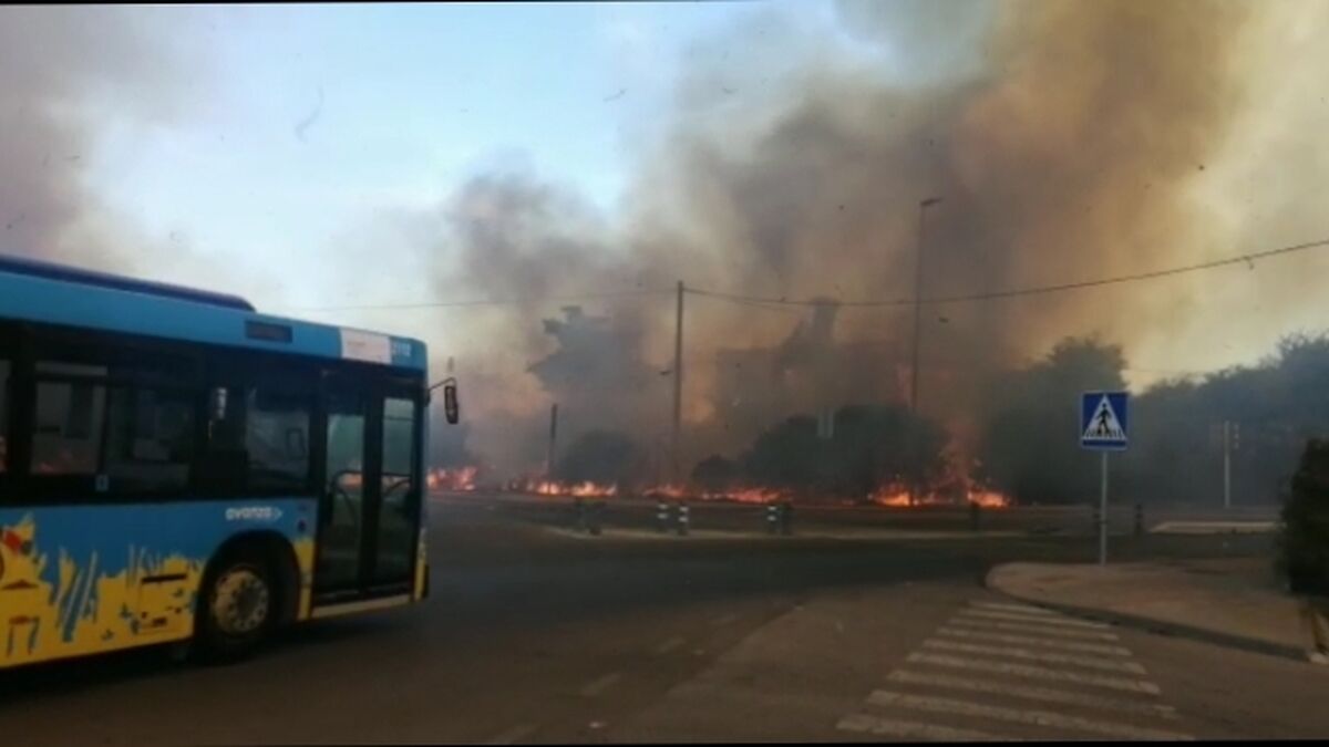 Los autobuses urbanos de Sanlúcar han sido retirados de inmediato de la zona afectada por el incendio.
