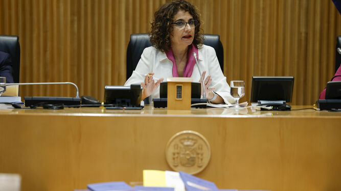 La ministra de Hacienda, María Jesús Montero, durante la presentación de los Presupuestos