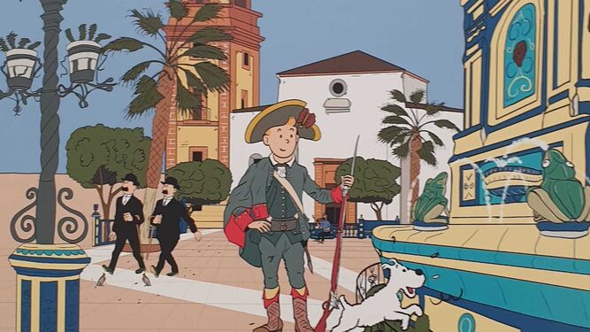 Ilustraciones de la exposición 'Las aventuras de Tintín en Algeciras'.