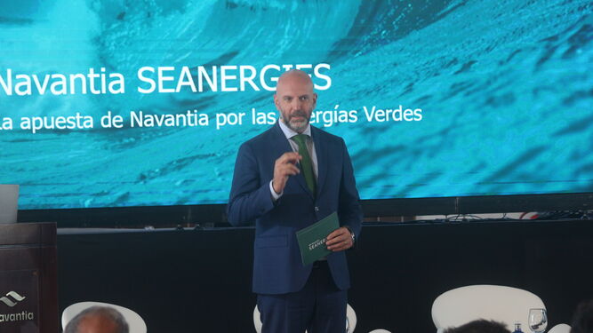 Javier Herrador en la jornada de Navantia Seanergies celebrada este jueves en el astillero de Puerto Real