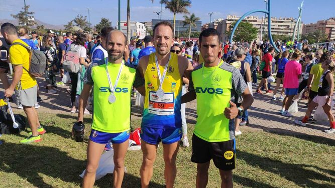 Los tres atletas del Bahía presentes en Málaga.