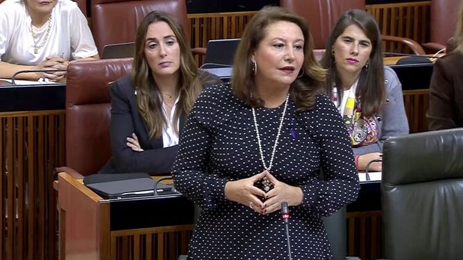 La consejera Carmen Crespo en una intervención en el Parlamento andaluz.