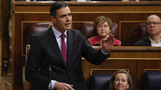 Pedro Sánchez en una sesión de control en el Congreso de los Diputados.