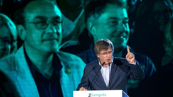 Puigdemont, en un acto de Junts en Francia en junio del año pasado
