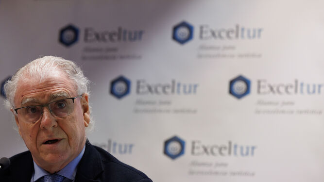 José Luis Zoreda, vicepresidente ejecutivo de Exceltur, durante la rueda de prensa este martes en Madrid