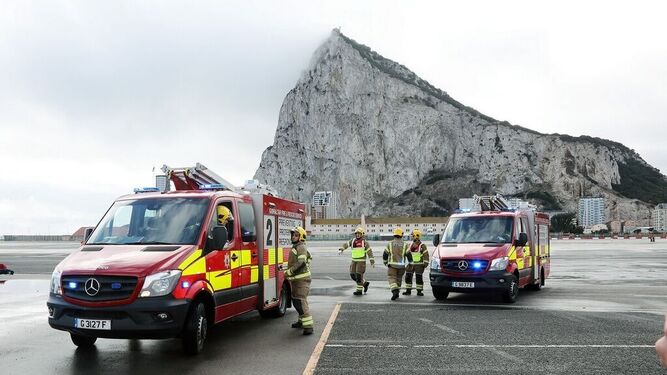 Un simulacro celebrado en el aeropuerto de Gibraltar en 2022.