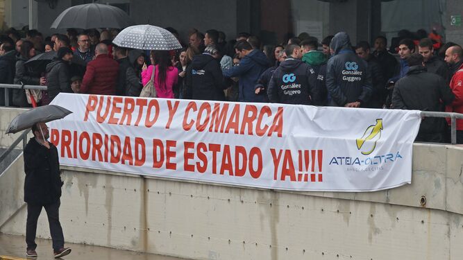 Foto de la concentración en el PIF del puerto de Algeciras el 7 de marzo