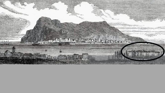 La Isla Verde en un grabado del siglo XIX.