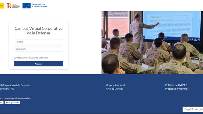 La nueva web del Campus Virtual de Defensa.