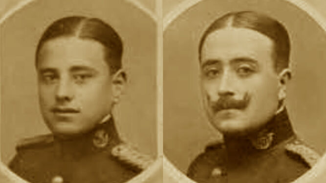 Cadetes Vicente Arroyo Moreno (1911) y Modesto Espinós Colomer (1910). Álbumes Academia Infantería de Toledo.