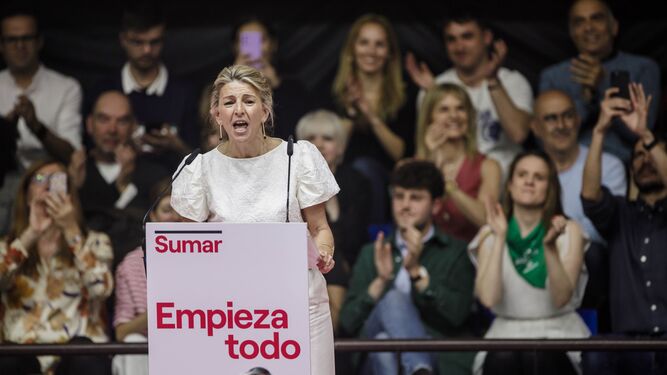 Yolanda Díaz, en el acto de presentación de su candidatura  a las generales el pasado 2 de abril