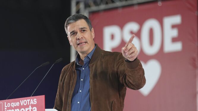 Pedro Sánchez en un reciente mitin del PSOE en Asturias.