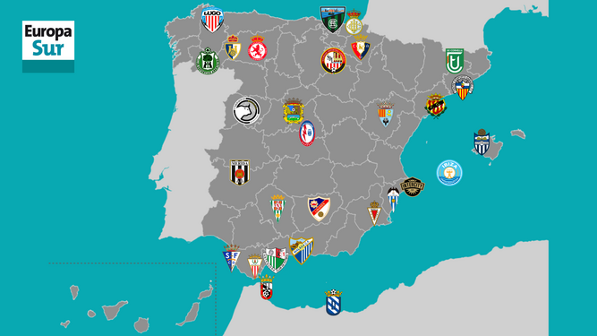 El mapa de la Primera Federación 2023/24 a falta de 11 equipos.
