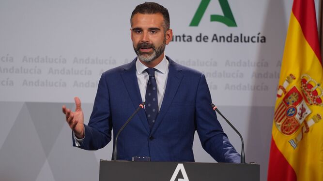 El portavoz de la Junta, Ramón Fernández-Pacheco después del Consejo de Gobierno de hoy.