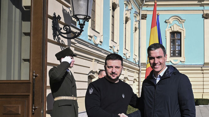 Pedro Sánchez y Volodimir Zelenski en la última visita dle presidente a Ucrania.