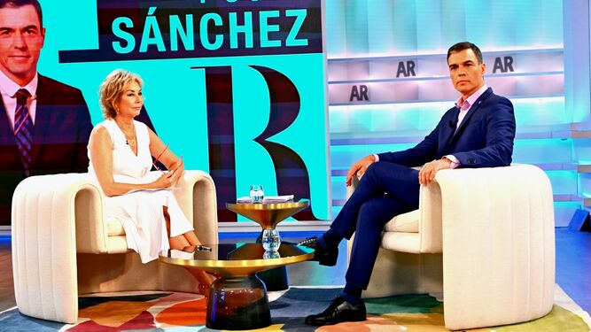 El presidente Pedro Sánchez en 'El programa de AR' de este martes, con Ana Rosa Quintana