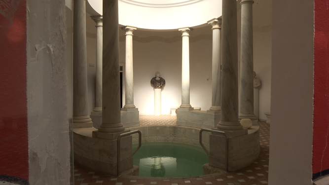 Una imagen del balneario de Carratraca extraída de 'Del agua y el Mediterráneo'.