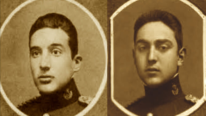 José Rodríguez Guillén y Odón Ojanguren Alonso, jefes de línea de la Guardia Civil en Tarifa y San Roque en 1936 (Álbumes Academia Infantería 1920 y 1923).