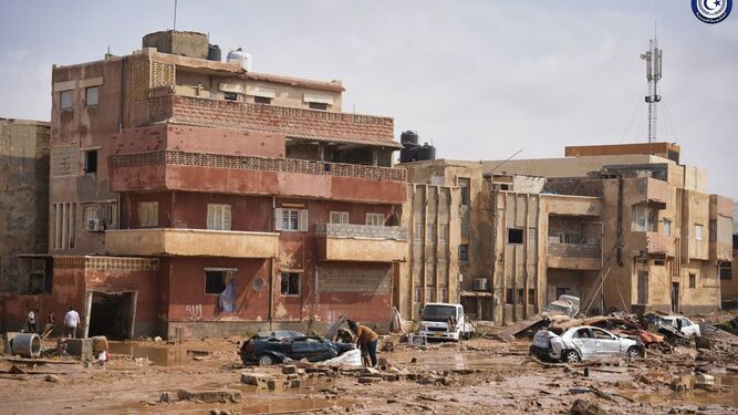 Destrozos en la ciudad de Derna.