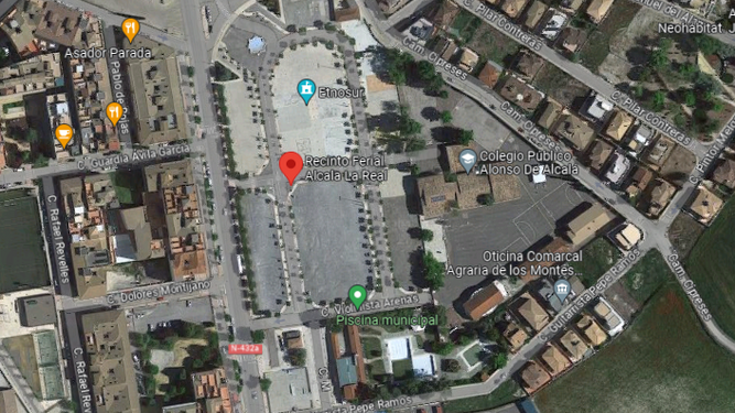 Imagen del recinto ferial de Alcalá la Real captada en Google Maps