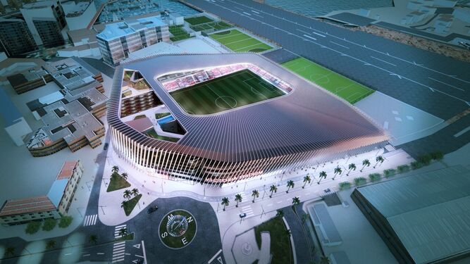 Una recreación del futuro Estadio Nacional de Gibraltar