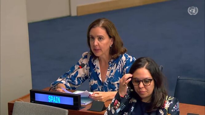 Ana Jiménez de la Hoz, durante su intervención en la ONU.