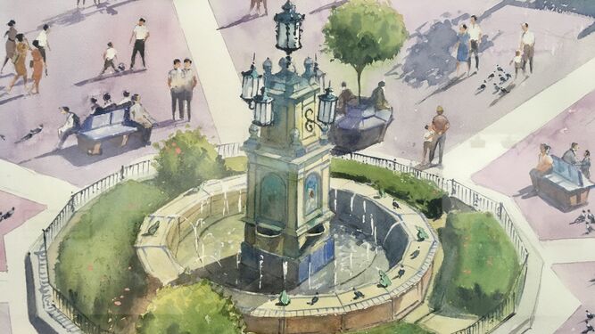 La fuente de las ranas de la Plaza Alta, por Rafael Ochando.