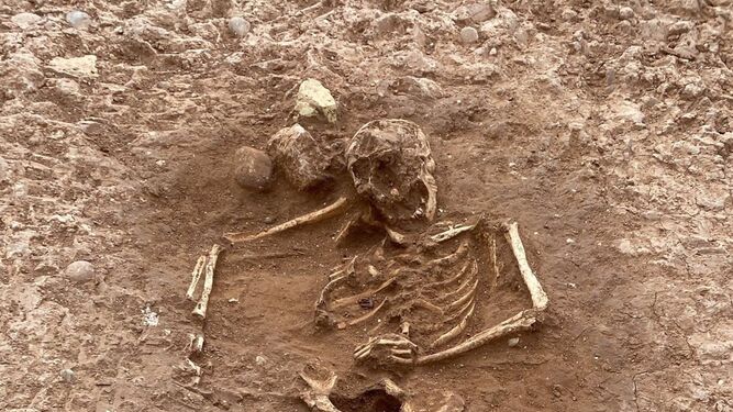 Uno de los restos hallados en la necrópolis romana descubierta en Valencia.