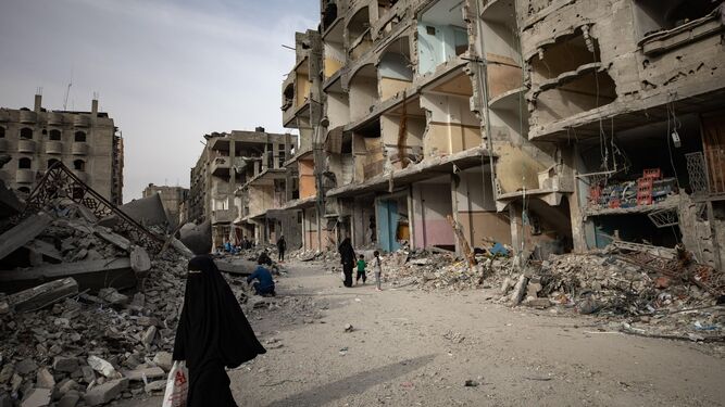 Imagen de una zona de Rafah tras un bombardeo