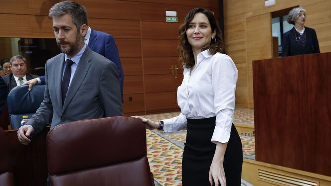 Isabel Díaz Ayuso, en la sesión de control de la Asamblea de Madrid.