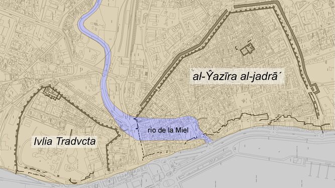 Situación de la ciudad medieval de al-Yazirat al-Hadra y de la romana de Iulia Traducta.
