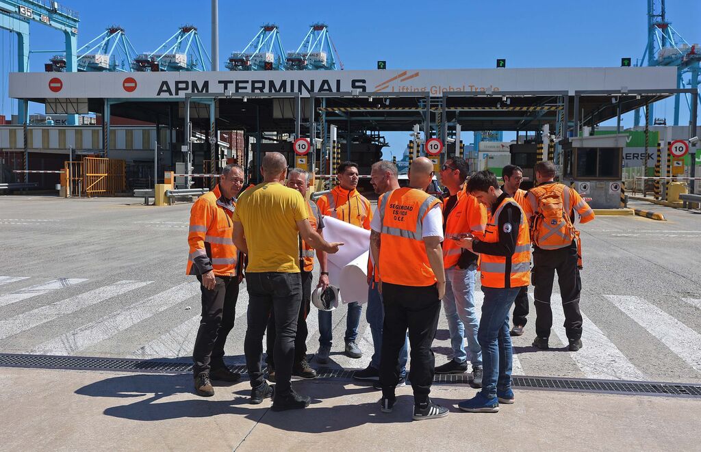 Im&aacute;genes de la protesta de la estiba por el sistema ETS en el puerto de Algeciras