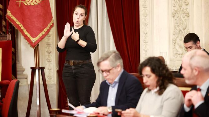 Las más de seis horas que duró el Pleno de este jueves fueron traducidas en directo a lenguaje de signos a petición del PSOE.